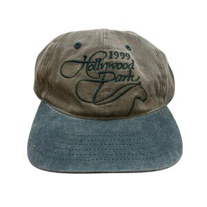 Vintage Hollywood Park adjustable baseball cap cotton teal/od 1999